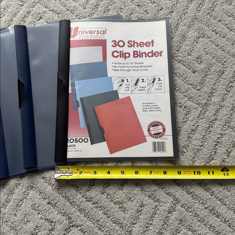 Universal 30 Sheet Clip Binders - Black and 4 Blue